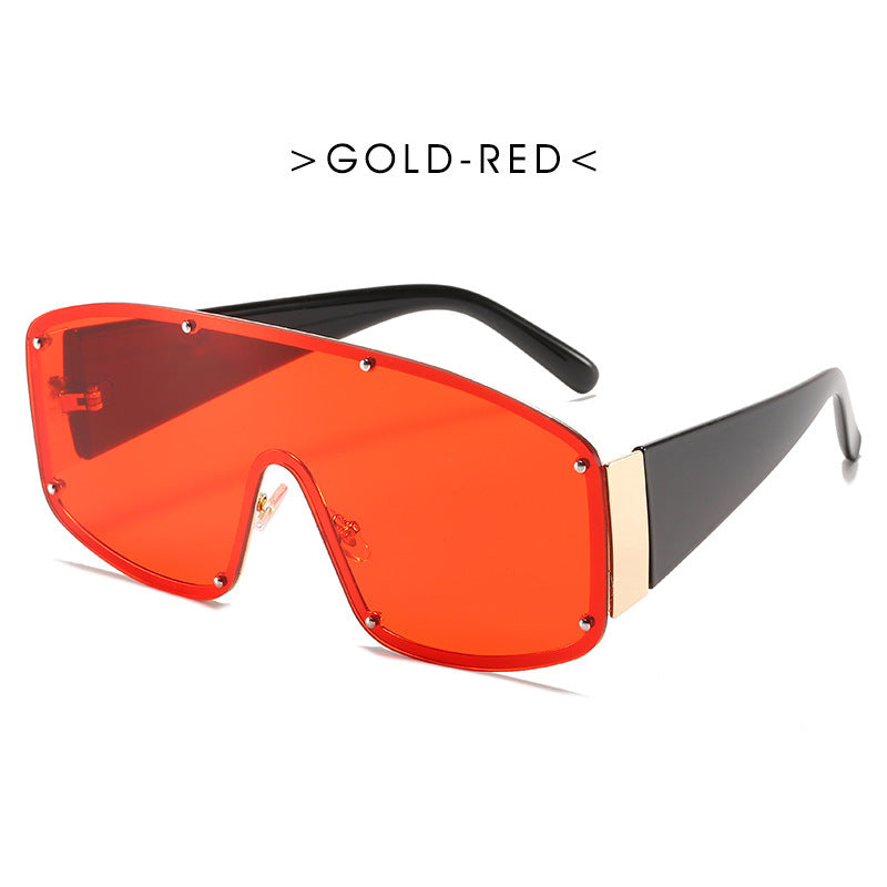 Mens Trendy Sunglasses Large Frame Glasses Single Piece Design With PC Lens Fashion Eyewear 80 Percent Visible