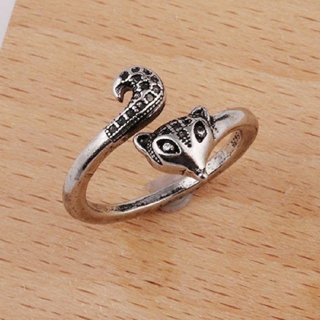 Womens Fashion Rings Set Retro Punkish Gothic Snake Dragon Animal Design Adjustable Alloy Rings Silver Jewelry