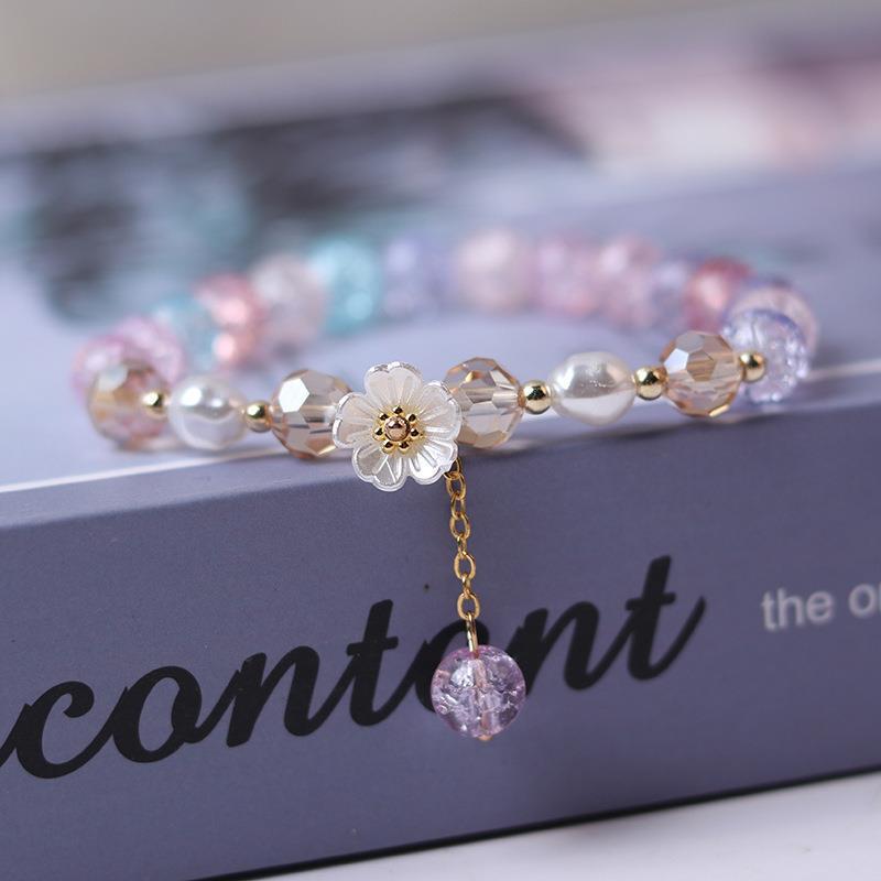 Womens Crystal Flower Bracelet Multicolored Pastel Florals Jewelry Gift for Her and Girls Elegant Floral Crystal Shine