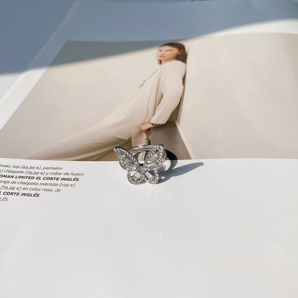Womens Butterfly Ring Korean Design Lightweight Alloy Gift