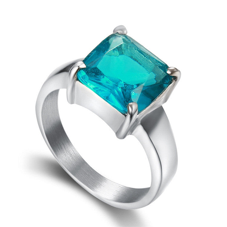 Elegant Titanium Steel Ring For Women With Gemstone Natural Minimalist Jewelry Modern Design Polished Everyday