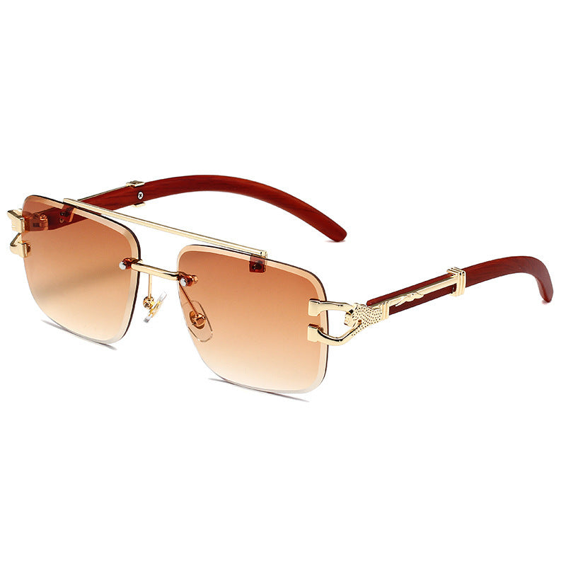 Sunglasses for Men and Women Fashion Double Beam Design Sun Resistant Travel Shades Gold Frame Eyewear Unisex Fit