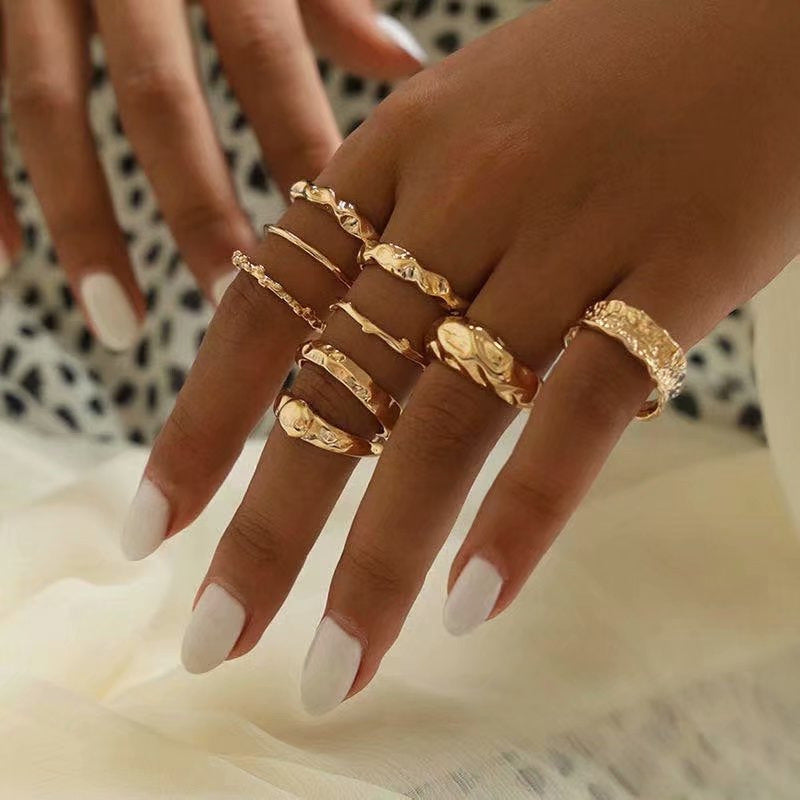 Alloy Hip Hop Ring Set Trendy Fashion Rings for Everyday Wear and Special Occasions Durable Bold Statement Collection