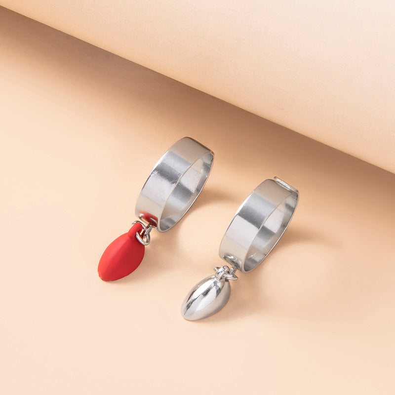 Couple Heart Magnetic Rings Adjustable Zinc Alloy Fashion Rings For Lovers Sisters Friends Gift Set XL Stylish