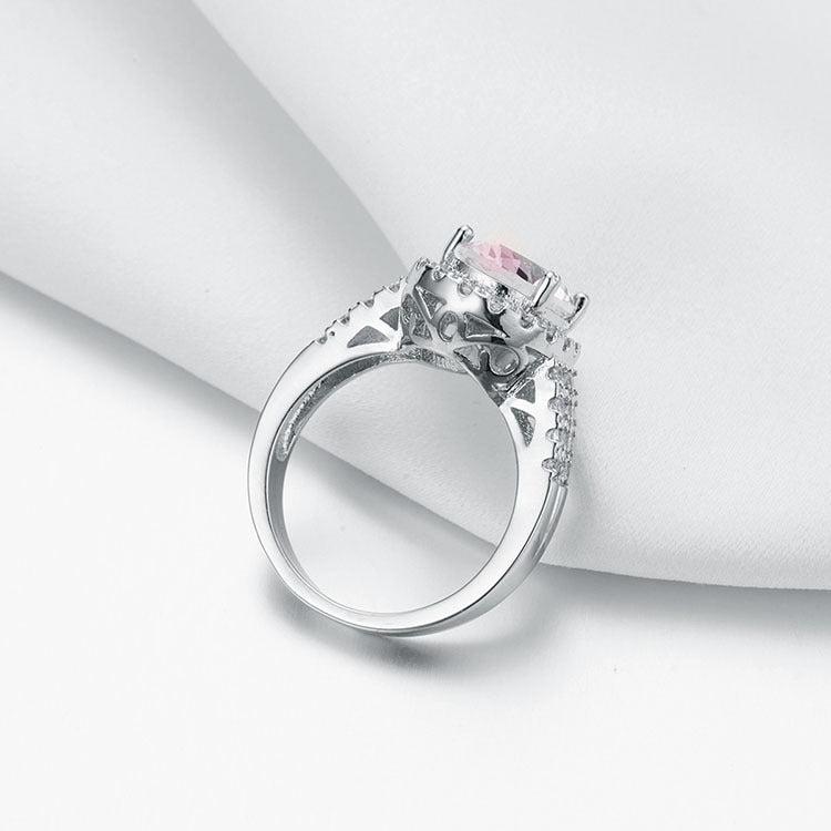 Women Ring Alloy With Zirconia Stone Simple Plated Fashion Jewelry Gift For Her Elegant Pink Ring Party Ring Statement