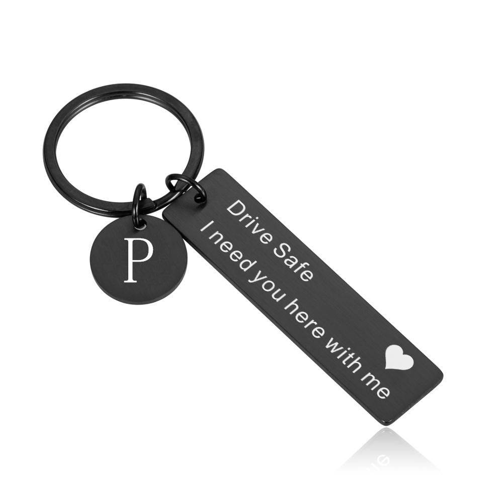 Unisex Stainless Steel Heart Pendant Keychain With English Alphabet Letter Key Ring Durable Metallic Accessory