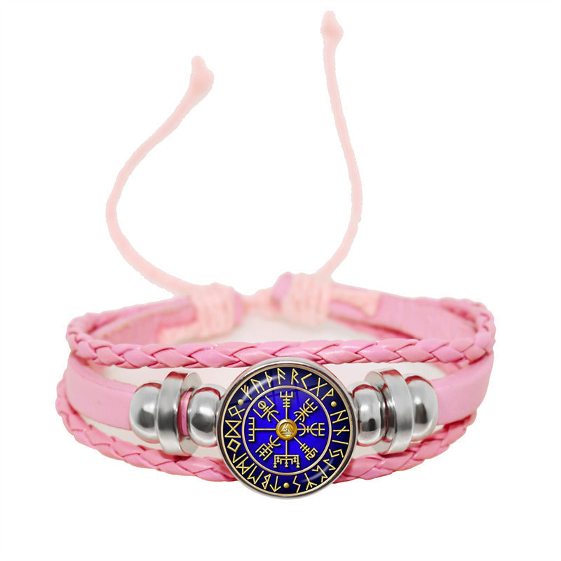 Unisex Leather Bracelet Retro Geometric Pattern Adjustable Woven Strap Wristbands Fashion Jewelry Everyday Use