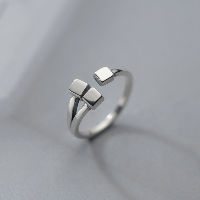 Silver Ring For Women And Girls Simple Square Design Korean Fashion Jewelry Geometric Minimalist Ring Gift Love