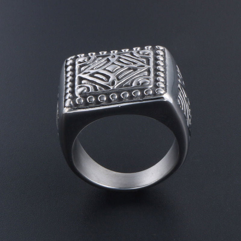 Personalized Mens Trendy Square Ring Titanium Steel Mesh Unisex Jewelry Sizes 8 9 10 11 12 13 Gift For Him Everyday