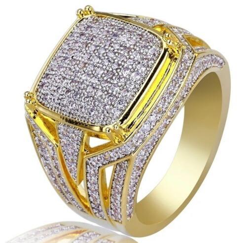 Mens Star Ring Gold Plated Copper Ring Micro Zircon Inlaying Indiv Packed Electroplated Finish Fashion Jewelry