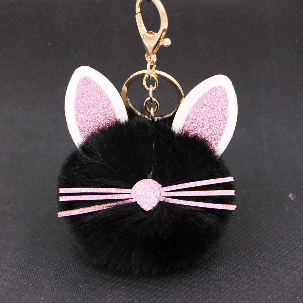 Plush Kitten Keychain Cute Cat Pendant Alloy Key Ring Women Adorable Bag Charm Accessory Trendy Gift Ideas Cat