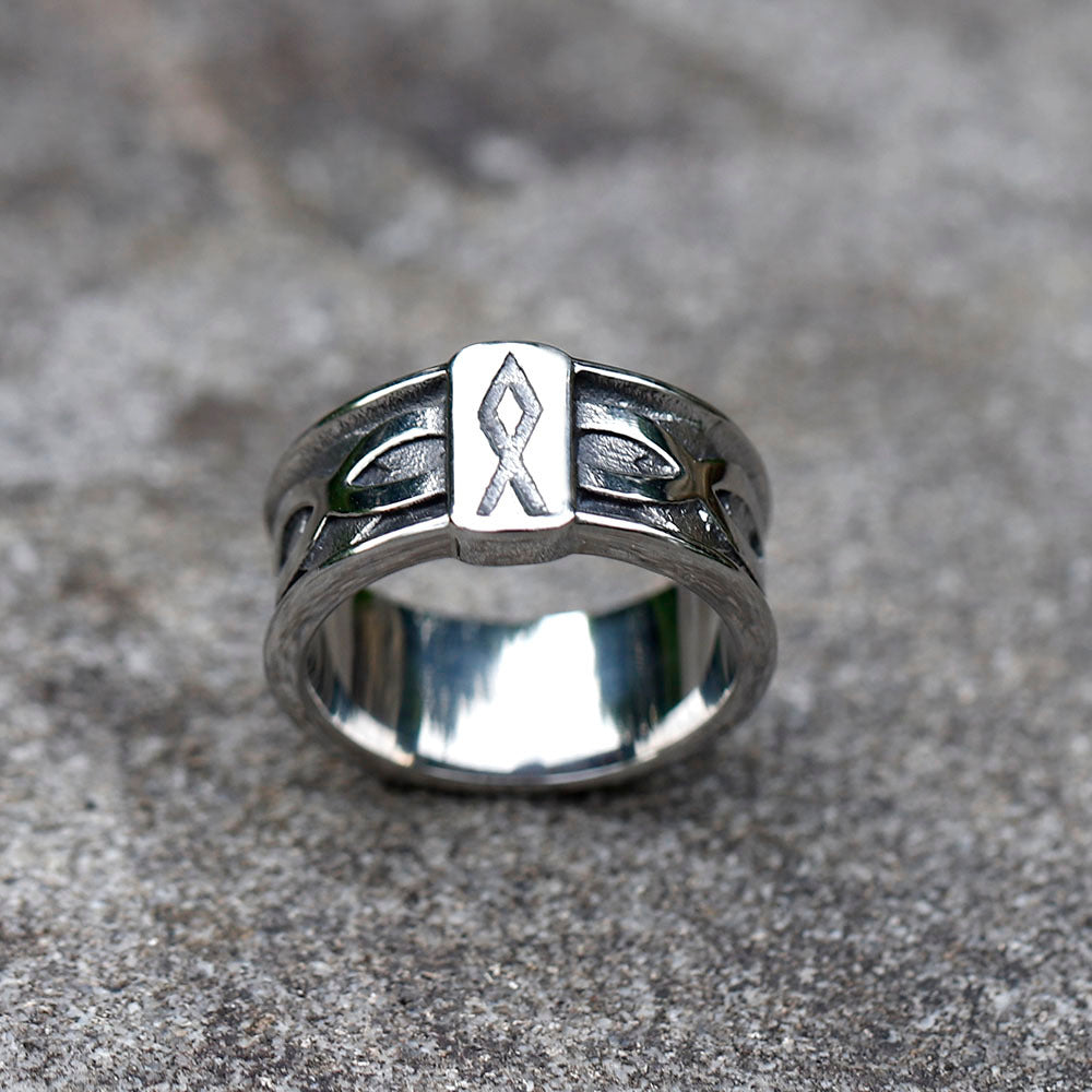 Vintage Viking Alphabet Titanium Steel Rings For Men Geometric Silver Unisex Jewelry Sizes USA 8 9 10 11 12 13