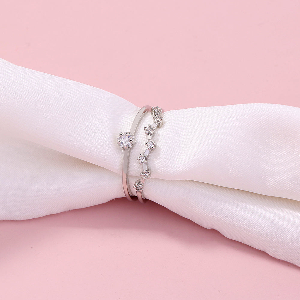 Adjustable Copper Ring With Zircon Accents Open End Band