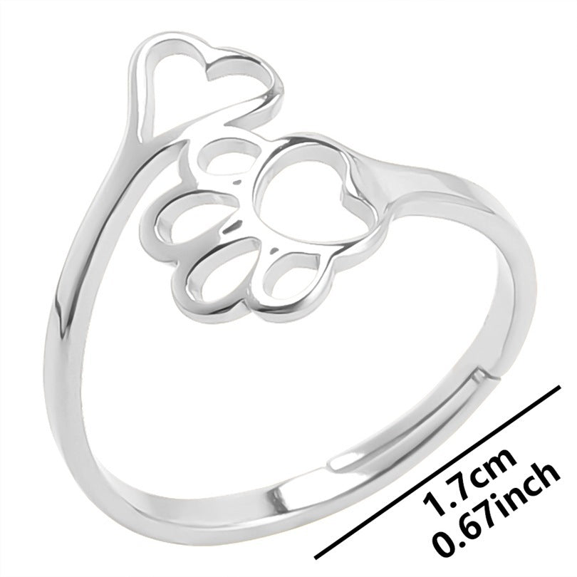 Stainless Steel Love Heart Ring Adjustable Cutting Design Unisex Everyday Wear Silver Gold Tone Durable Ideal Gift