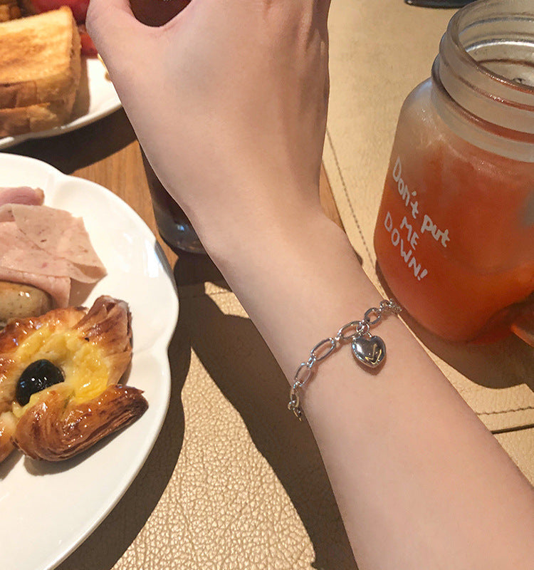 Geometric Alloy Bracelet Electroplated Love Pendant Women Fashion Jewelry Trendy Hip Hop Style Accessory Daily