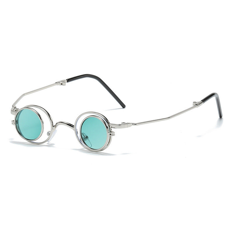 Folding Sunglasses Round Metal Frame With AC Lenses For Fishing Travel And Outdoor Sports Foldable Outdoor Use