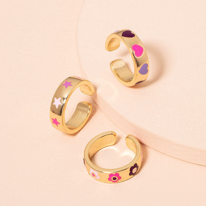 Womens Heart Ring Electroplated Alloy Retro Design Elegant Birthday Gift Travel Keepsake Ring Gold Tone Finish