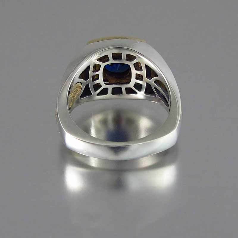Mens Two Tone Ring Geometric Pattern Alloy Wedding Band Electroplated Ring For Business Occasion Retro Fashion Style