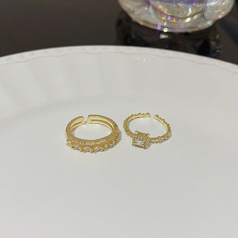 Open Ring For Women Butterfly Zircon Inlaid Copper Ring With Bow Square Heart Elements Fashion Jewelry Sparkle