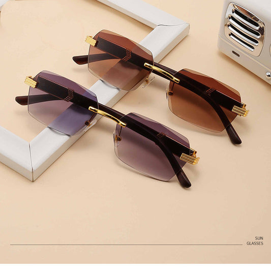 Frameless Sunglasses With Gradient Lens UV400 Protection Plastic And Metal Frame Eyewear Classic Style Eyewear
