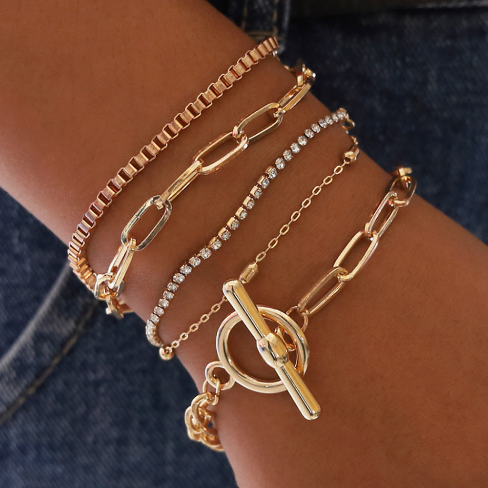 Glossy Alloy Chain Bracelet Set With Ethnic Design And Hollow Metal Elements For Fashion Jewelry Enthusiasts Today