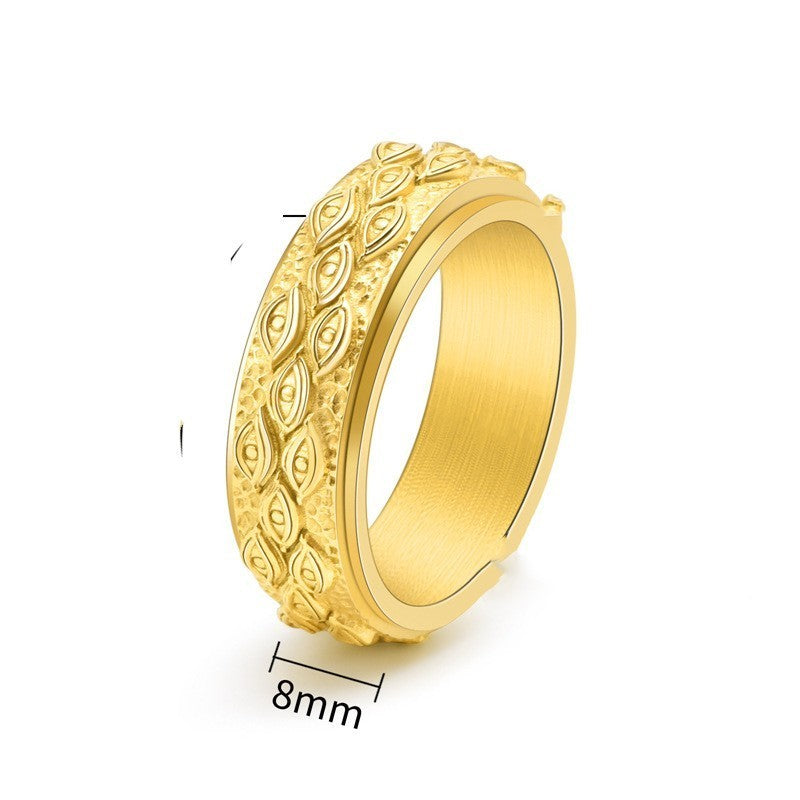 Stainless Steel Mens Eye Ring Vintage Silver Gold Black