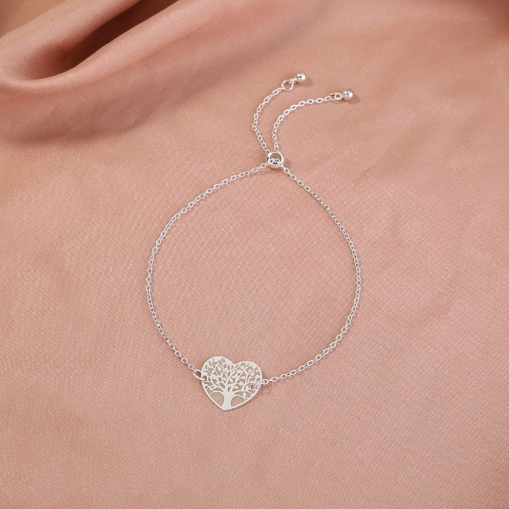 Tree Of Life Heart Bracelet For Women Copper Silver Finish
