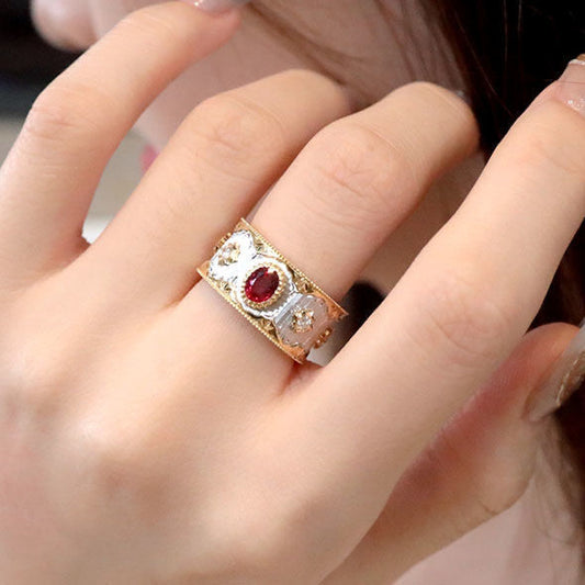 Fashion S925 Silver Plated Red Diamond Ring