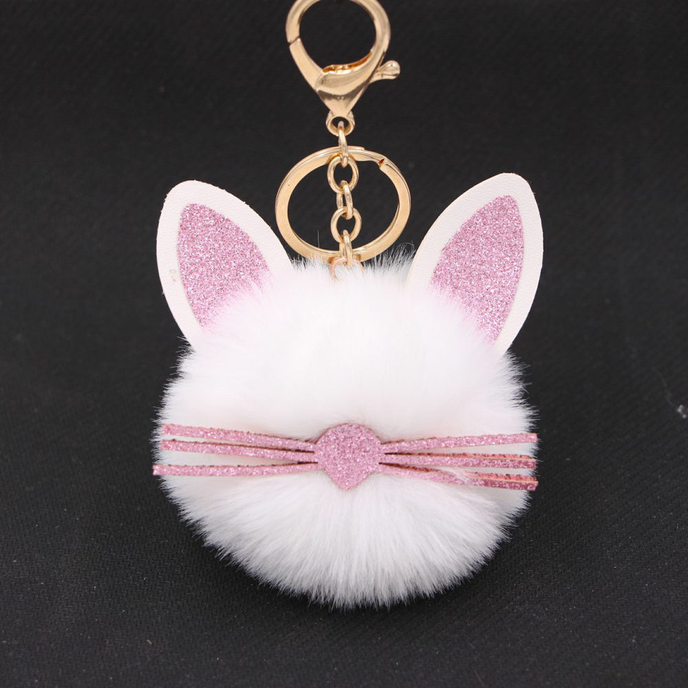 Plush Kitten Keychain Cute Cat Pendant Alloy Key Ring Women Adorable Bag Charm Accessory Trendy Gift Ideas Cat