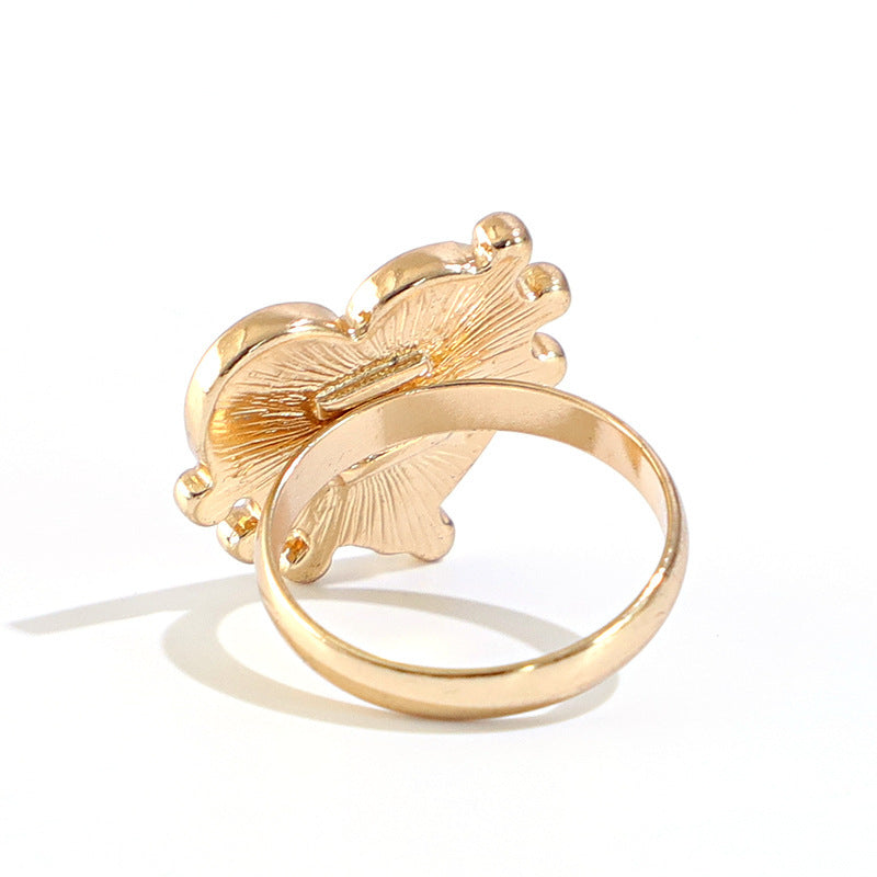 Womens Gold Plated Heart Ring With Love Beads Romantic Design Elegant Jewelry Gift For Her Anniversary GiftNow