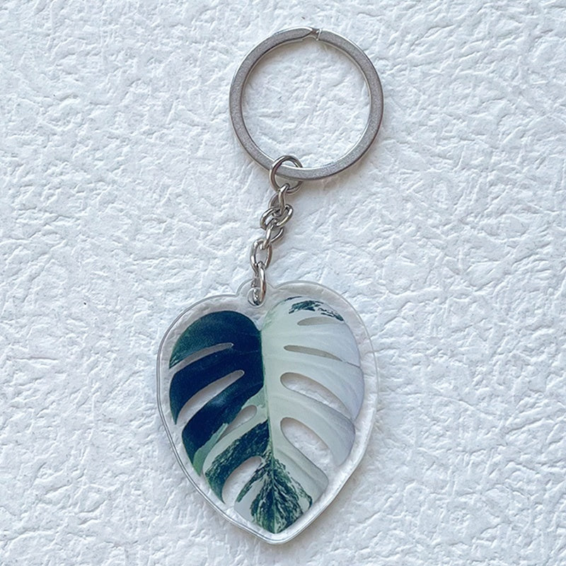 Leaf Keychain Acrylic Key Pendant Exquisite Flat Lightweight And Durable Design 6 Cm Length Ideal Key Accessory