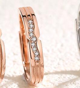 Couples Rings Set Adjustable Geometric Matching Rings For Him And Her Rose Gold And Platinum Nice Gift For Two