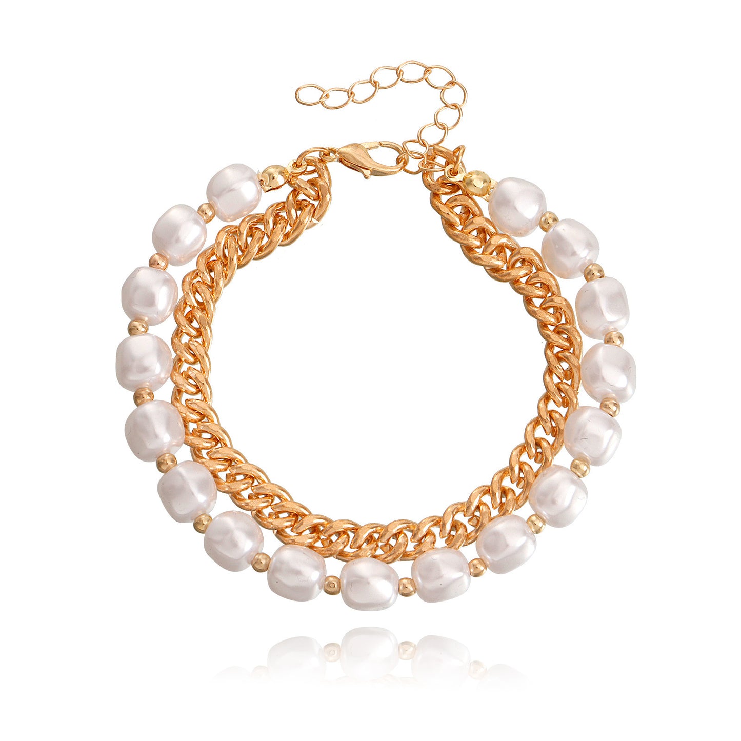 Women Geometric Bracelet Electroplated Gold Fashion Jewelry Pearl Alloy Elegant European Style Elegant Sparkle