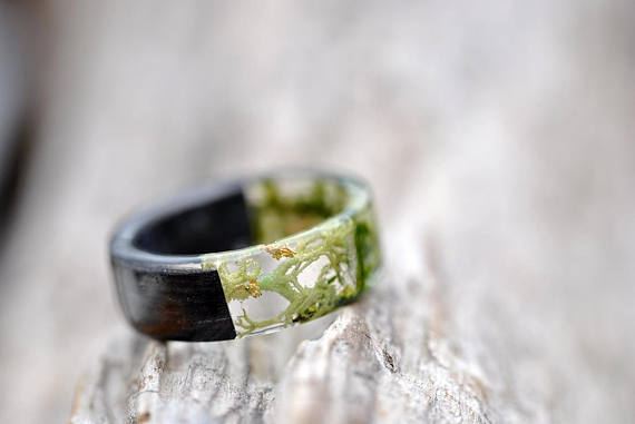 Handmade Wood Resin Rings with Real Dried Flowers for Men and Women Fashion Jewelry Elegant Design Modern Edge
