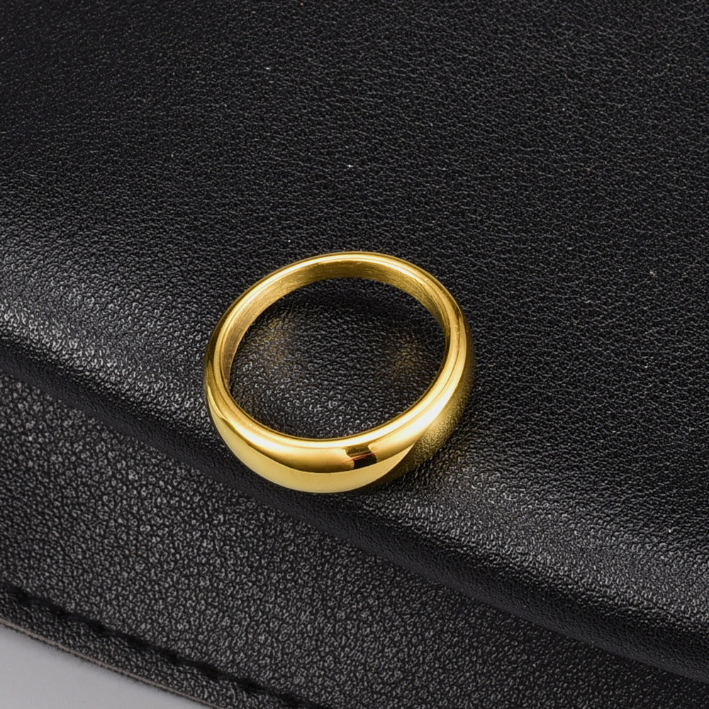 Timeless Titanium Steel Gold Plated Simple Round Curved Index Ring For Women Fashion Jewelry For Fashion Women