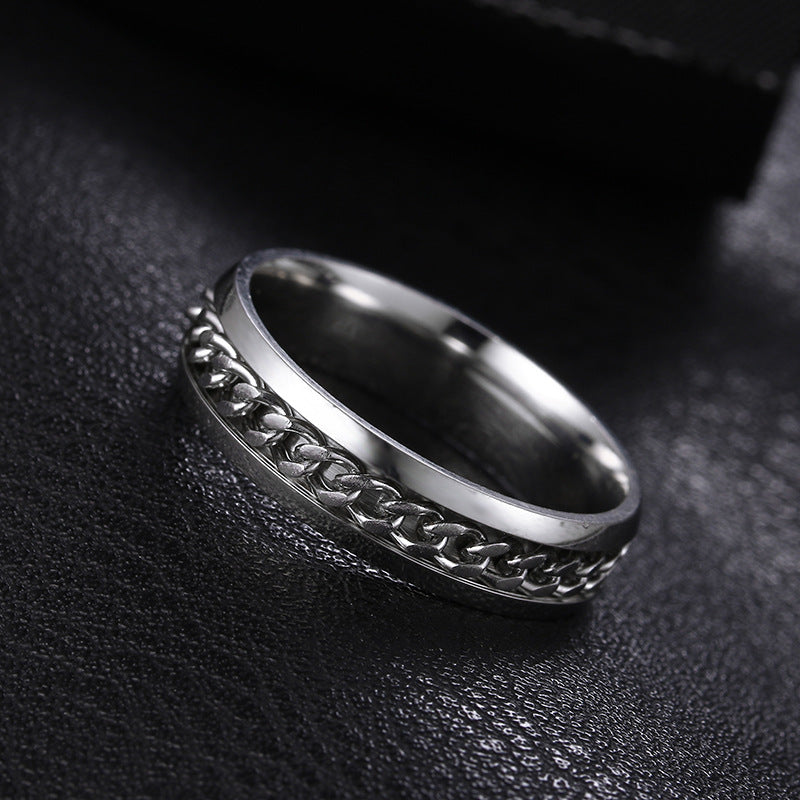 Couple Rings Rotating Stainless Steel Rings For Him And Her Plated Silver Promise Ring With Chain Promise Ring