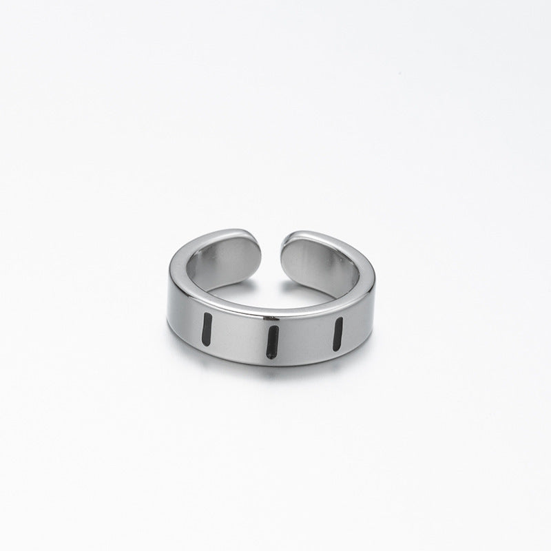 Womens Stainless Steel Ring Vintage Lucky Number Silver Text Ring Fashion Statement Jewelry High Quality Design