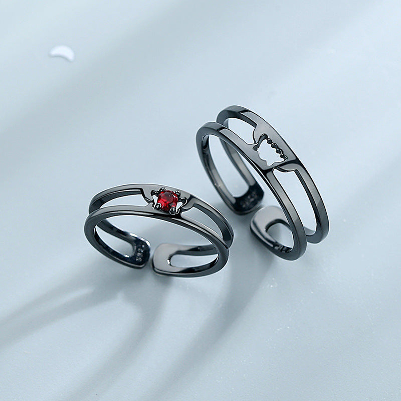 Sterling Silver Rings For Couples Fashion Minimalist Geometric Matching Rings Promise Bands Wedding Anniversary