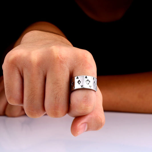 Jewelry Personality Playing Card A Titanium Steel Ring