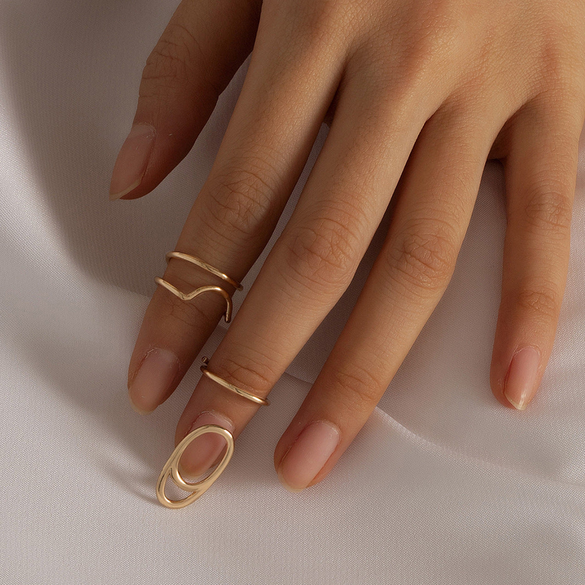 Womens Copper Rings Set 2 Gold Fashion Jewelry Finger Buckle Rings Elegant Jewelry Set For Womens Girls Trendy Trendy