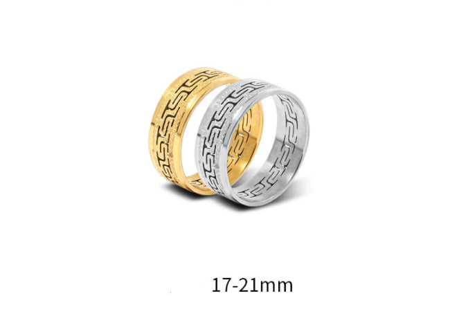 Unisex Stainless Steel Ring Great Wall Pattern Frosted