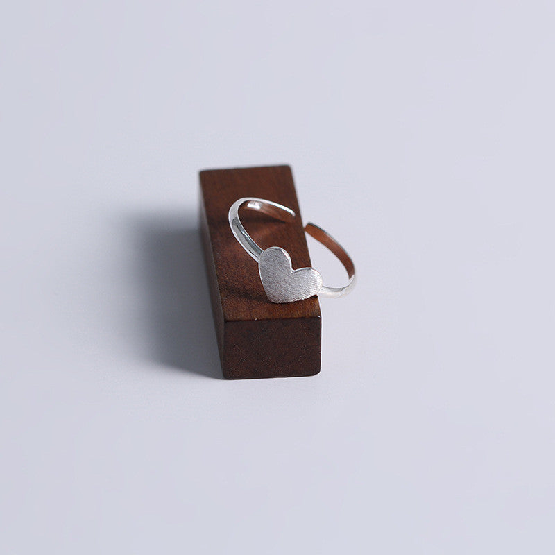 Womens Heart Ring Adjustable Copper Ring Electroplated Silver Finish Minimalist Heart Design Ring For Everyday Wear