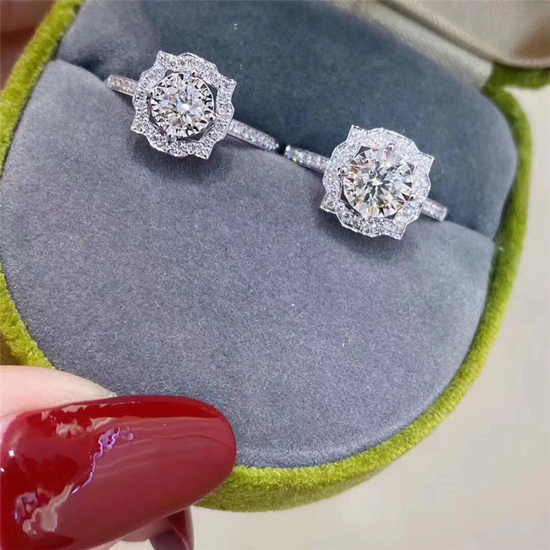 Square Package Womens Ring Microinlaid Zircon Geometric Style Wedding Jewelry Copper Ring For Everyday Refined