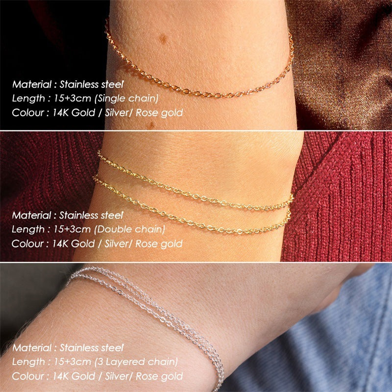 Stainless Steel Multi Layer Chain Bracelet U Shaped Design Electroplating Elegant Bracelet for Women and Girls