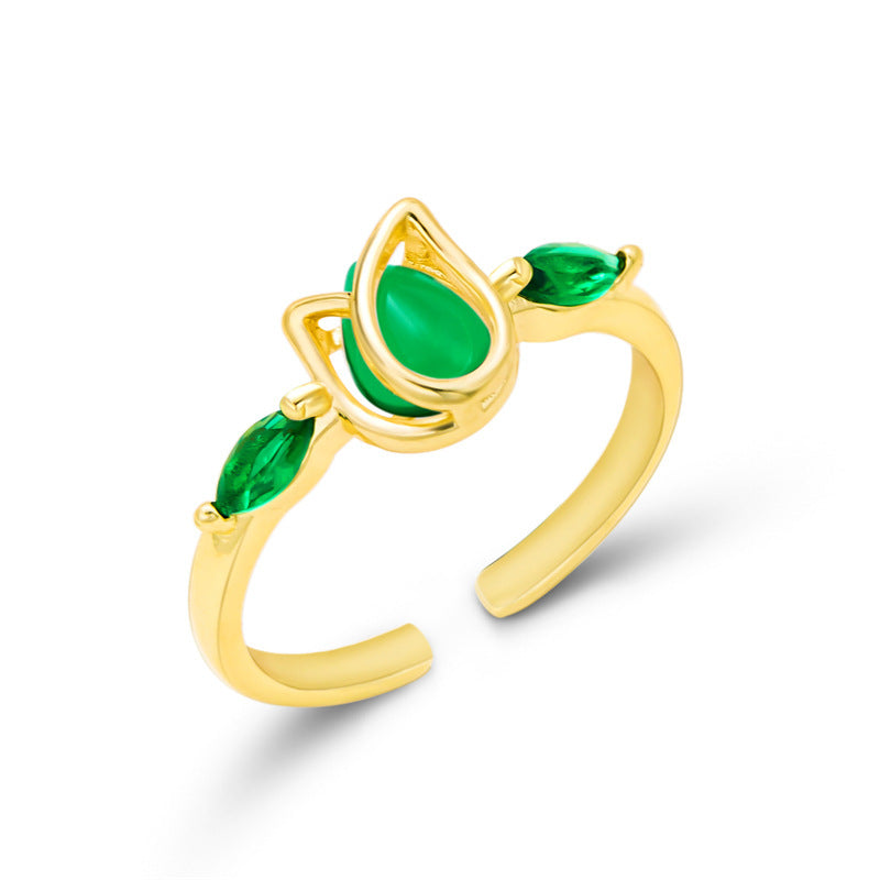 Womens Adjustable Rings Tulip Flower Design Electroplated Copper Ring Fashionable Sweet Ring Perfect For Women