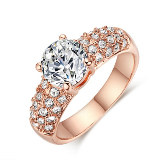 Womens Heart Shaped Ring European Design Gemstones Brass White Steel Alloy Fashion Jewelry Gift For Daily Wear