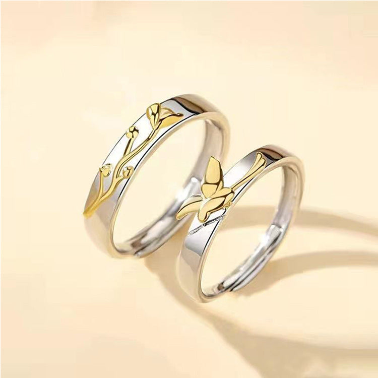 Couple Rings Matching Set Fashion Minimalist Geometric Copper Ring For Him And Her With Bird Design Collection