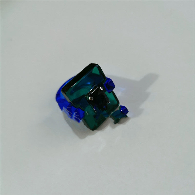 Womens Acrylic Square Ring Geometric Gemstone Fashion Statement European American Design Versatile Jewelry Accessory