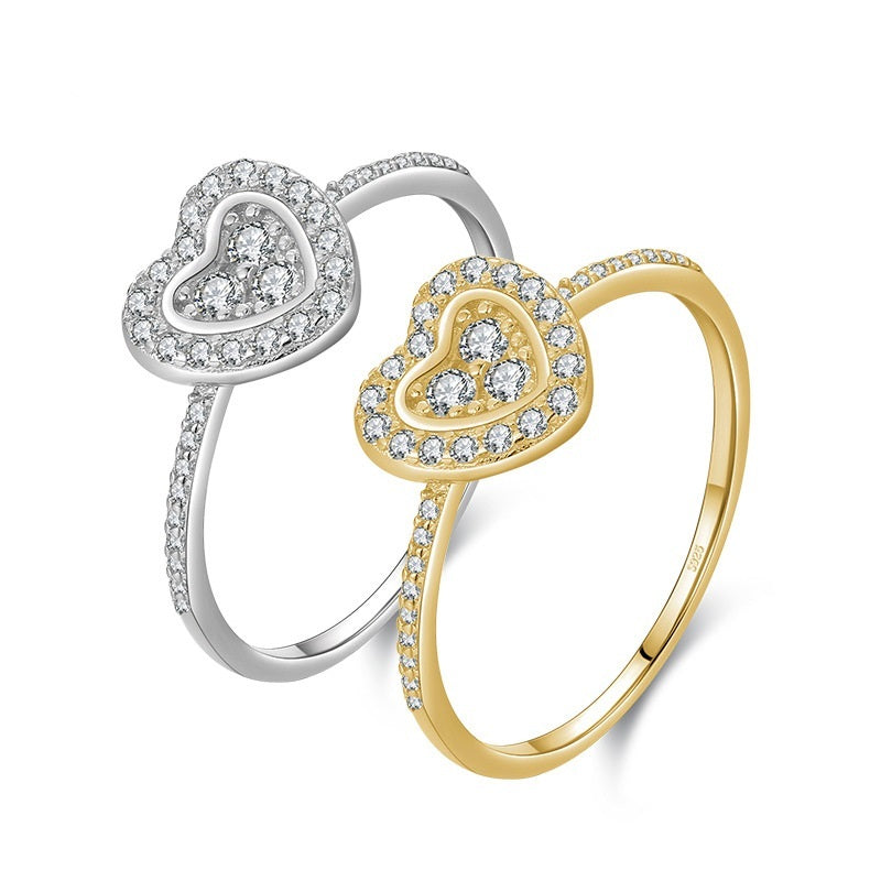 Womens Heart Diamond Ring Silver Heart Shaped Promise Ring For Her Engagement And Wedding Band Jewelry For You