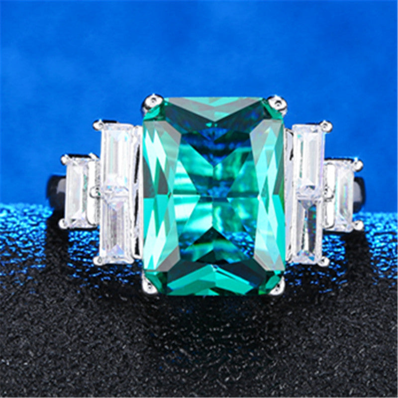Emerald Square Silver 925 Ring For Men Geometric Design With Diamond Finish Quality Craft Modern Fashion Jewelry Gift